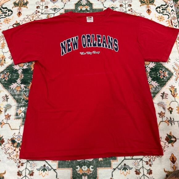 Vintage 2000s Y2K Fruit Of The Loom New Orleans Red T-Shirt Men's Size L - Picture 1 of 6